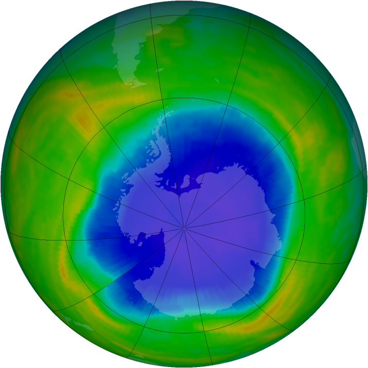 Antarctic ozone map for 15 November 1987